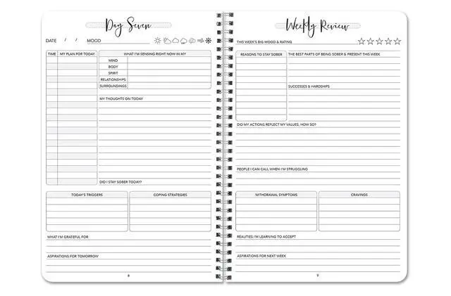 Alt view image 3 of 5 - Sobriety Journal/Day by Day Sober Tracker - Wire-O, 144 Pages, 6'' x 9'' (Made in USA)