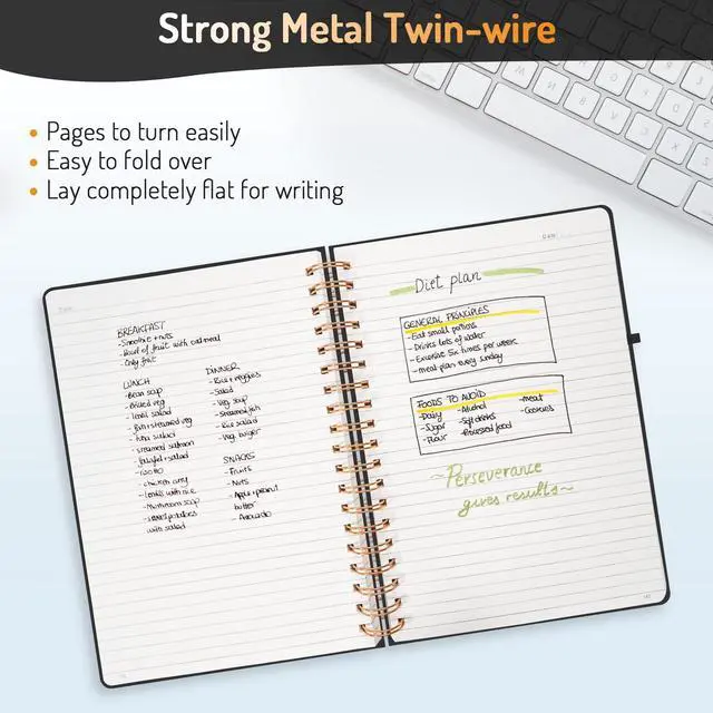Alt view image 5 of 7 - A4 Lined Spiral Journal Notebook with 300 Numbered Pages, 11" X 8.5" Thick Journals for Writing with 100GSM Paper, Hardcover Notebooks with Contents for Work, School, Black