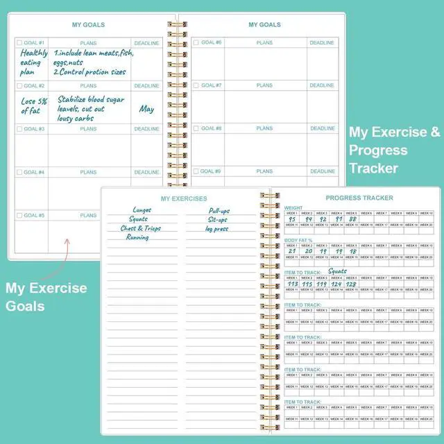 Alt view image 4 of 7 - Fitness Journal for Women & Men - A5 Workout Journal/Planner Daily Exercise Log Book to Weight Loss, Gym, Muscle Gain, Bodybuilding Progress - Daily Personal Health & Wellness Tracker, Spiral-Bound,