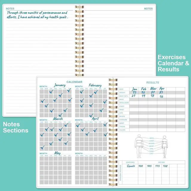 Alt view image 5 of 7 - Fitness Journal for Women & Men - A5 Workout Journal/Planner Daily Exercise Log Book to Weight Loss, Gym, Muscle Gain, Bodybuilding Progress - Daily Personal Health & Wellness Tracker, Spiral-Bound,