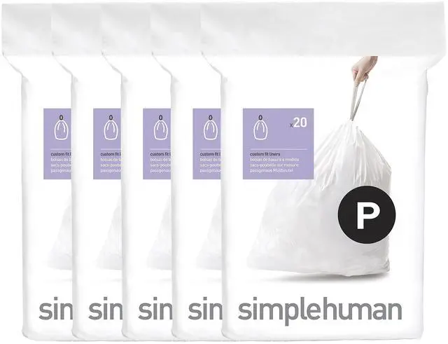 Main image of Code P 100 Count Custom Fit Liners, Drawstring Kitchen Trash Bags, One-by-One Mess-Free Dispense, Extra Thick & Double Seamed, 50% PCR Plastic, 50-60 Liter / 13-16 Gallon, White