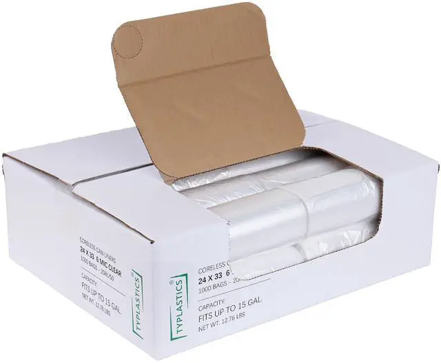 Main image of Trash Can Liners - Wholesale 1000 Count High Density Garbage Bags on Perforated Roll 10-15 Gallon 24" x 33"