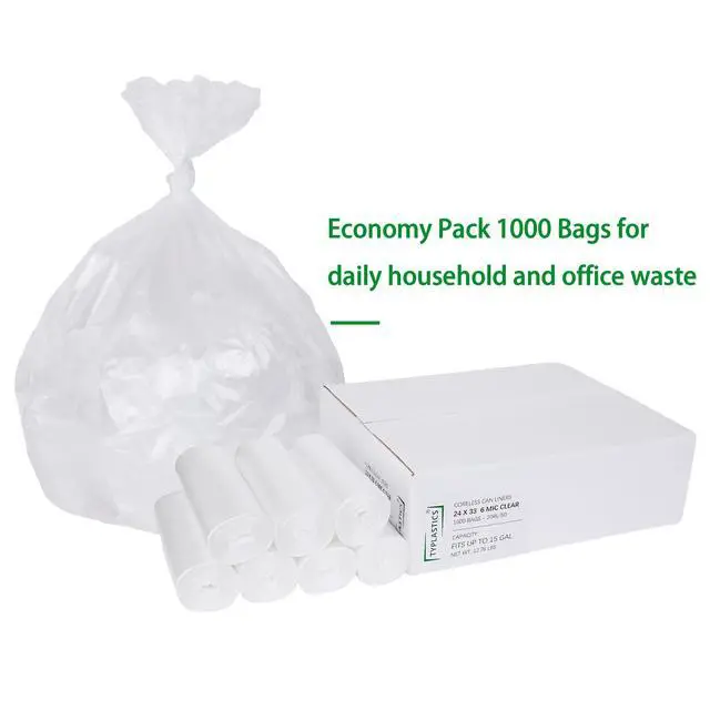 Alt view image 4 of 7 - Trash Can Liners - Wholesale 1000 Count High Density Garbage Bags on Perforated Roll 10-15 Gallon 24" x 33"