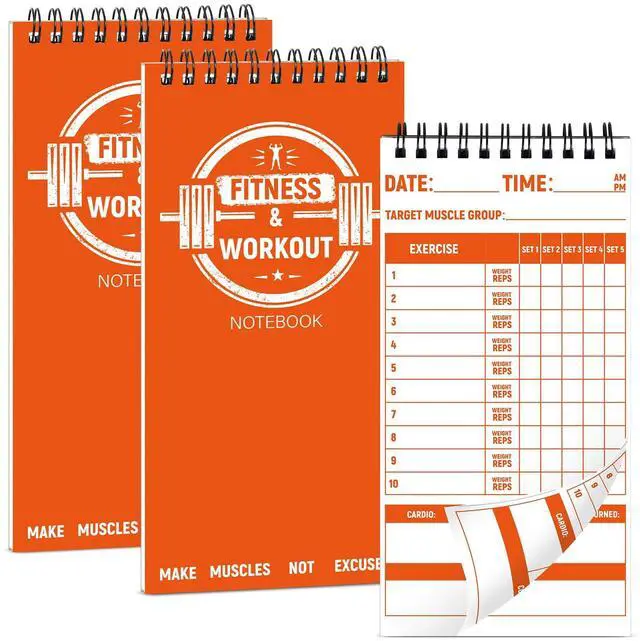 Main image of 3 Pcs Fitness Journal for Men Women Workout Lifting Log Book Planner 4x8 Inch 70 Sheet/Pad Workout Notebook to Track Weight Loss Exercise Training Notebook Planner for Bodybuilding Gym
