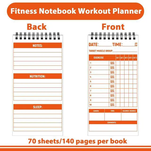 Alt view image 3 of 7 - 3 Pcs Fitness Journal for Men Women Workout Lifting Log Book Planner 4x8 Inch 70 Sheet/Pad Workout Notebook to Track Weight Loss Exercise Training Notebook Planner for Bodybuilding Gym