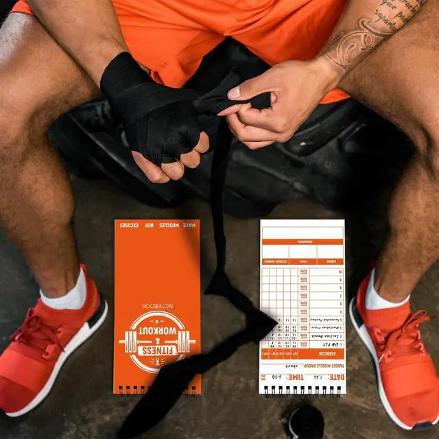 Alt view image 7 of 7 - 3 Pcs Fitness Journal for Men Women Workout Lifting Log Book Planner 4x8 Inch 70 Sheet/Pad Workout Notebook to Track Weight Loss Exercise Training Notebook Planner for Bodybuilding Gym