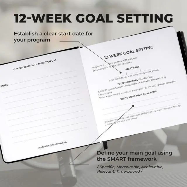 Alt view image 7 of 7 - Workout + Nutrition Log 12 Week Fitness Tracker, Workout Log Book, Gym Planner, and Food Journal for Men & Women | Daily Exercise, Diet, Weightlifting, and Nutrition Log