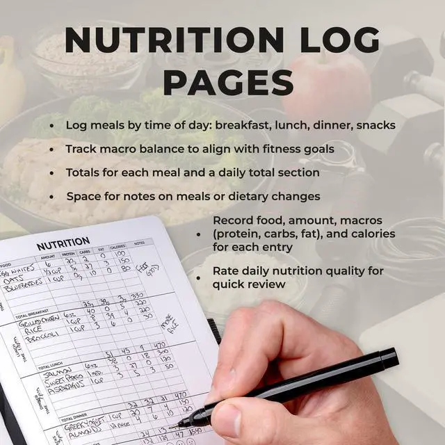 Alt view image 4 of 7 - Workout + Nutrition Log 12 Week Fitness Tracker, Workout Log Book, Gym Planner, and Food Journal for Men & Women | Daily Exercise, Diet, Weightlifting, and Nutrition Log
