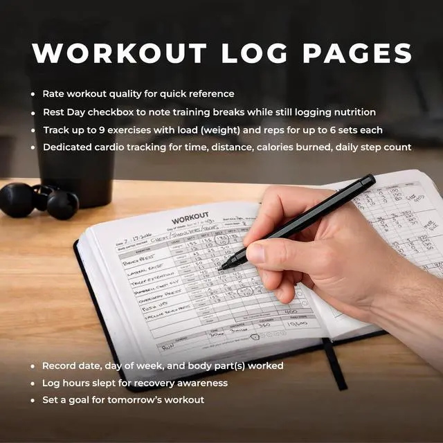 Alt view image 3 of 7 - Workout + Nutrition Log 12 Week Fitness Tracker, Workout Log Book, Gym Planner, and Food Journal for Men & Women | Daily Exercise, Diet, Weightlifting, and Nutrition Log