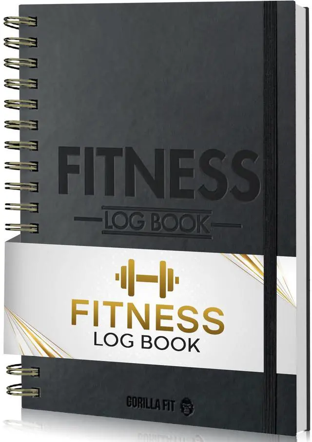 Main image of Workout Journal (A5) - Hardback Leather PU Workout Tracker (128 Workouts) - Set Goals & Track Progress | Premium Fitness Journal & Log Book by Gorilla Fit