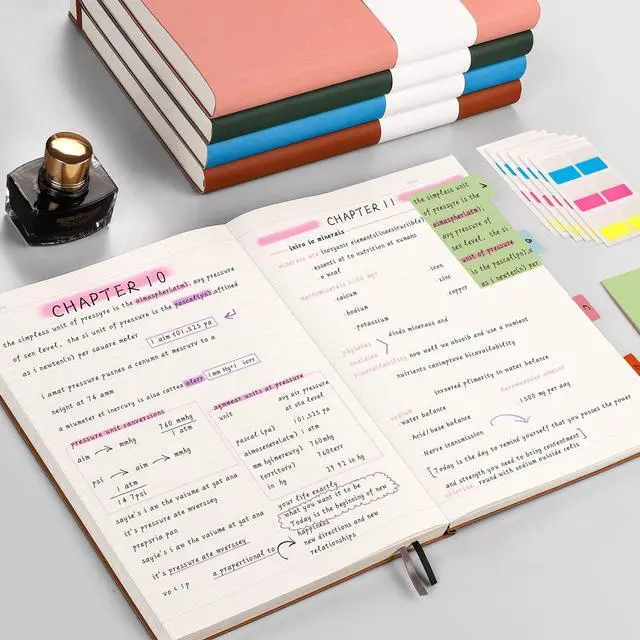 Alt view image 6 of 7 - Large A4 Notebook College Ruled - 320 Pages Thick Journal for Women and Men, 8.5''×11'', 100gsm Thick Lined Paper, Leather Softcover, for Writing Work School - Green
