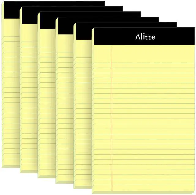 Main image of Yellow Legal Notepads 5x8, Pack of 6 - Perforated Narrow Ruled Writing Pad - Premium Thick Paper, No Ink Bleeding - Blank Legal Pads For Home, Office, School, Business - 50 Sheets Per Notebook