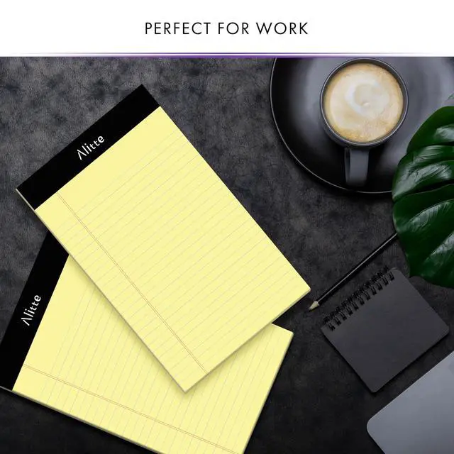 Alt view image 4 of 6 - Yellow Legal Notepads 5x8, Pack of 6 - Perforated Narrow Ruled Writing Pad - Premium Thick Paper, No Ink Bleeding - Blank Legal Pads For Home, Office, School, Business - 50 Sheets Per Notebook
