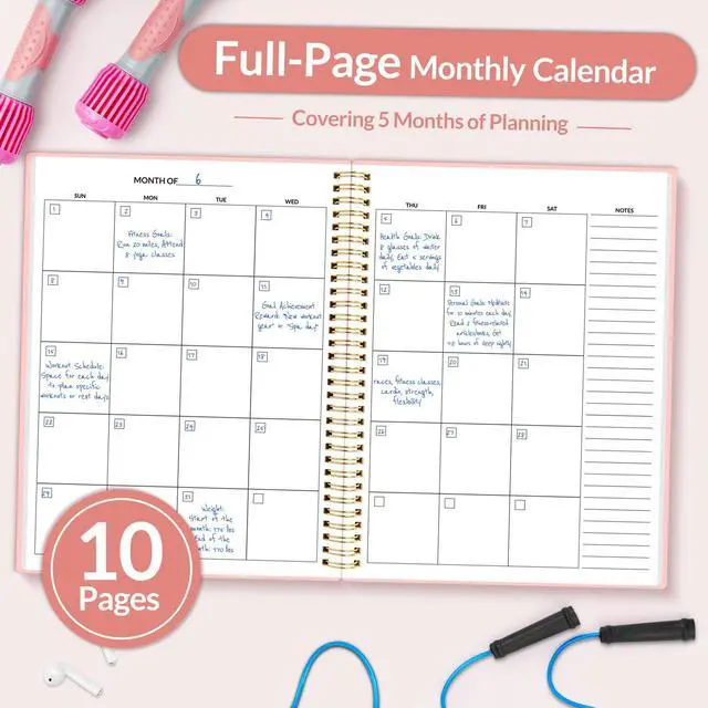 Alt view image 4 of 7 - Fitness Journal Workout Planner for Women & Men, A4 (8.5" x 11") Workout Journal Log Book Planner Gift for Track Gym Essentials, Home Workouts, Track Progress, Achieve Wellness Goals, Pink