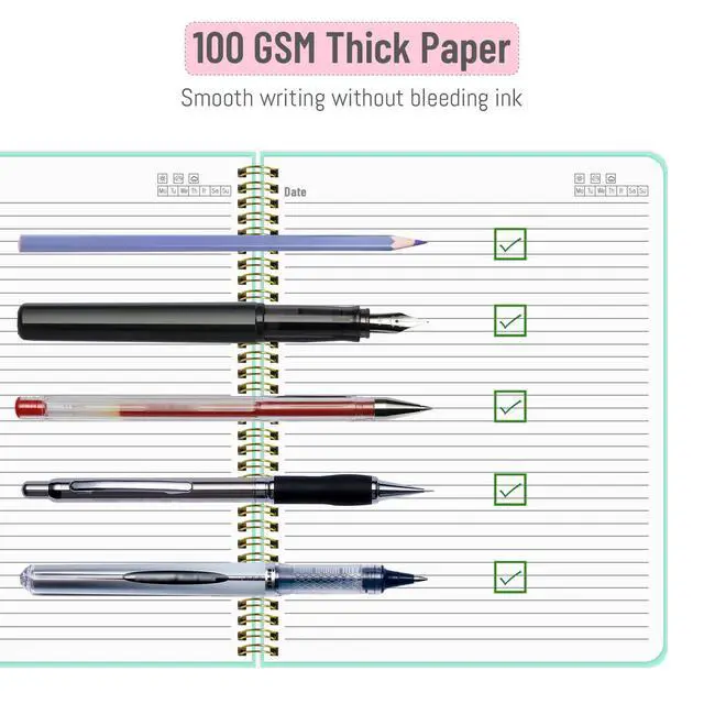Alt view image 4 of 7 - Lined Spiral Notebook A4 Hard Cover Notebook 8.5" x 11", Black College Ruled Notebook for Work, 120 Pages 100GSM Large Thick Paper Writing Journal for Women & Men