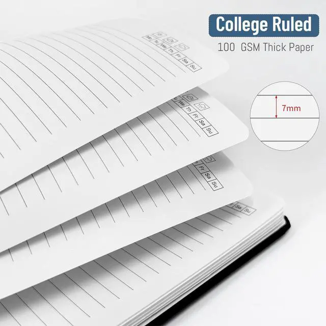 Alt view image 3 of 7 - Lined Spiral Notebook A4 Hard Cover Notebook 8.5" x 11", Black College Ruled Notebook for Work, 120 Pages 100GSM Large Thick Paper Writing Journal for Women & Men