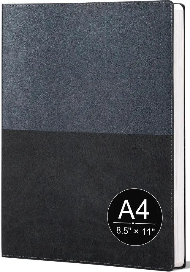 Main image of College Ruled Notebook, A4 Color-Block Softcover PU Leather Notebook for Work, Lined Notebook Journal for Women & Men, 112 Pages, 100 GSM Thick Paper, Lay Flat, Large Notebooks for School, Black
