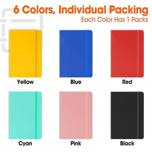 Alt view image 3 of 7 - 6 Pack Lined Journal Notebook for Work, 200 Pages, Medium 5.5" x 8.3", A5 College Ruled Notebook, 6 Colors, Hardcover Journaling Notebooks for Writing, Note Taking