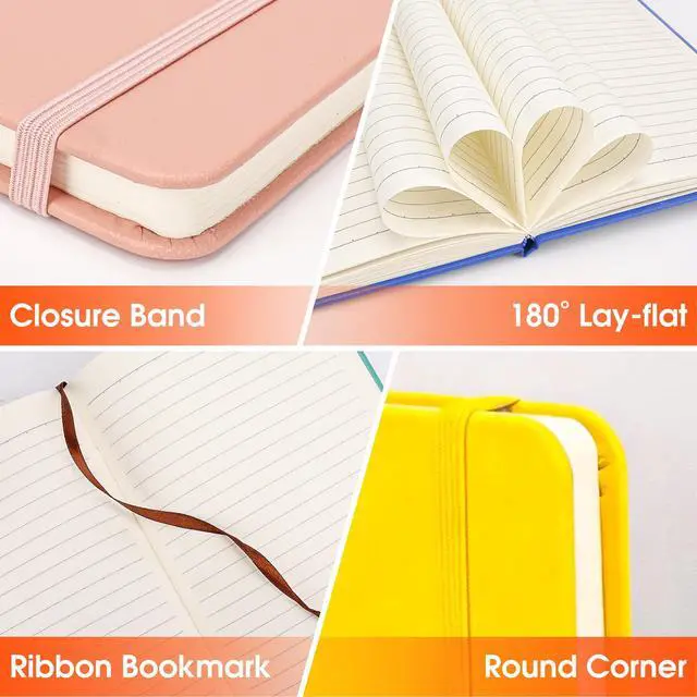 Alt view image 4 of 7 - 6 Pack Lined Journal Notebook for Work, 200 Pages, Medium 5.5" x 8.3", A5 College Ruled Notebook, 6 Colors, Hardcover Journaling Notebooks for Writing, Note Taking