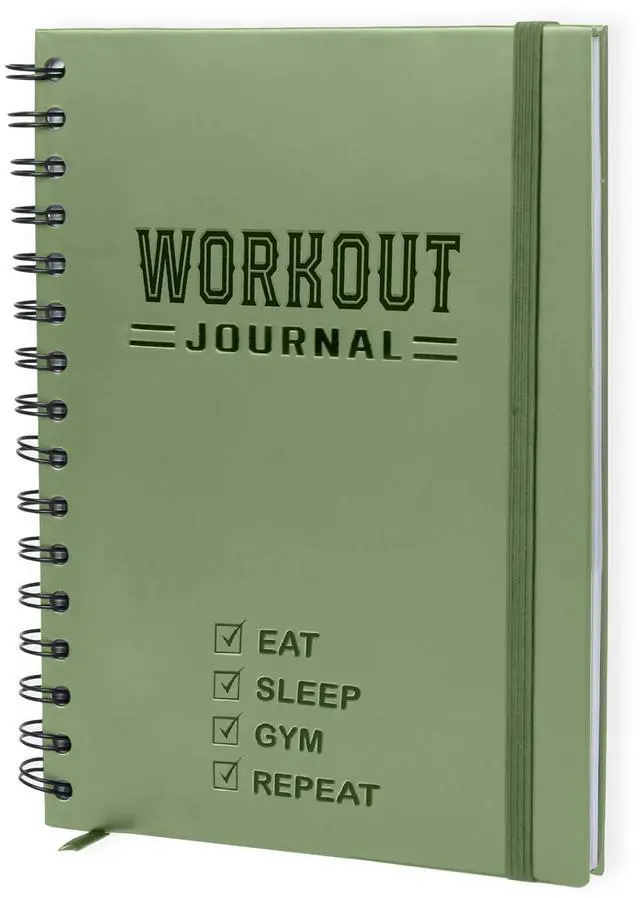 Main image of Hardcover Fitness Journal Workout Planner for Men & Women - A5 Sturdy Workout Log Book to Track Gym & Home Workouts - Green