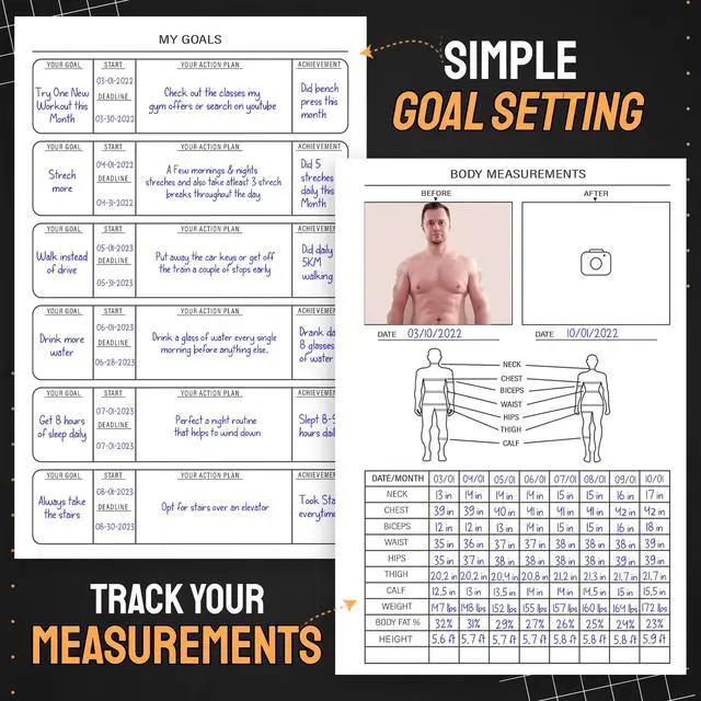 Alt view image 4 of 7 - Hardcover Fitness Journal Workout Planner for Men & Women - A5 Sturdy Workout Log Book to Track Gym & Home Workouts - Green