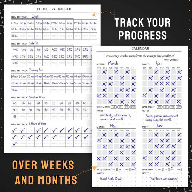 Alt view image 5 of 7 - Hardcover Fitness Journal Workout Planner for Men & Women - A5 Sturdy Workout Log Book to Track Gym & Home Workouts - Green