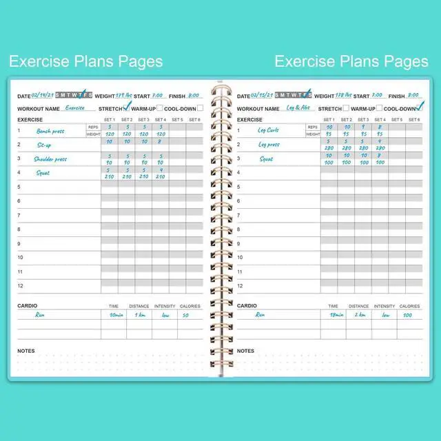 Alt view image 2 of 6 - Fitness Planner for Women & Men - A5 Workout Log Book/Exercise Log to Track Weight Loss, Gym, Bodybuilding Progress - Daily Health & Wellness Journal, 5.8X8.25 In Workout Book