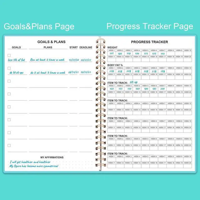 Alt view image 3 of 6 - Fitness Planner for Women & Men - A5 Workout Log Book/Exercise Log to Track Weight Loss, Gym, Bodybuilding Progress - Daily Health & Wellness Journal, 5.8X8.25 In Workout Book