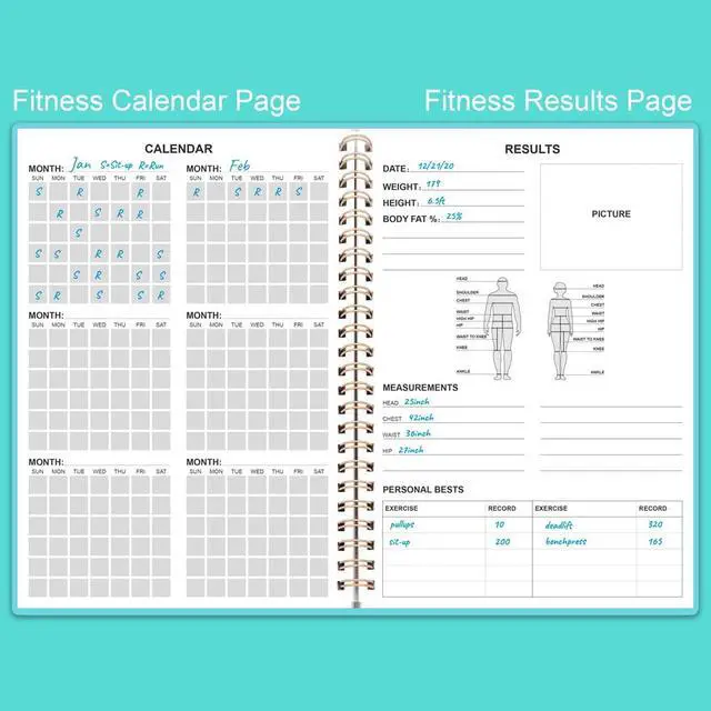 Alt view image 4 of 6 - Fitness Planner for Women & Men - A5 Workout Log Book/Exercise Log to Track Weight Loss, Gym, Bodybuilding Progress - Daily Health & Wellness Journal, 5.8X8.25 In Workout Book