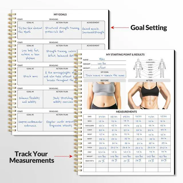 Alt view image 3 of 7 - Fitness Journal Workout Planner for Women & Men, A4 (8.5" x 11") Workout Journal Log Book Planner Gift for Track Gym Essentials, Home Workouts, Track Progress, Achieve Wellness Goals, Black