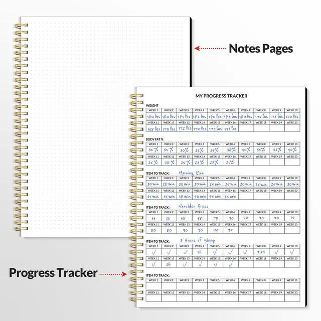 Alt view image 5 of 7 - Fitness Journal Workout Planner for Women & Men, A4 (8.5" x 11") Workout Journal Log Book Planner Gift for Track Gym Essentials, Home Workouts, Track Progress, Achieve Wellness Goals, Black