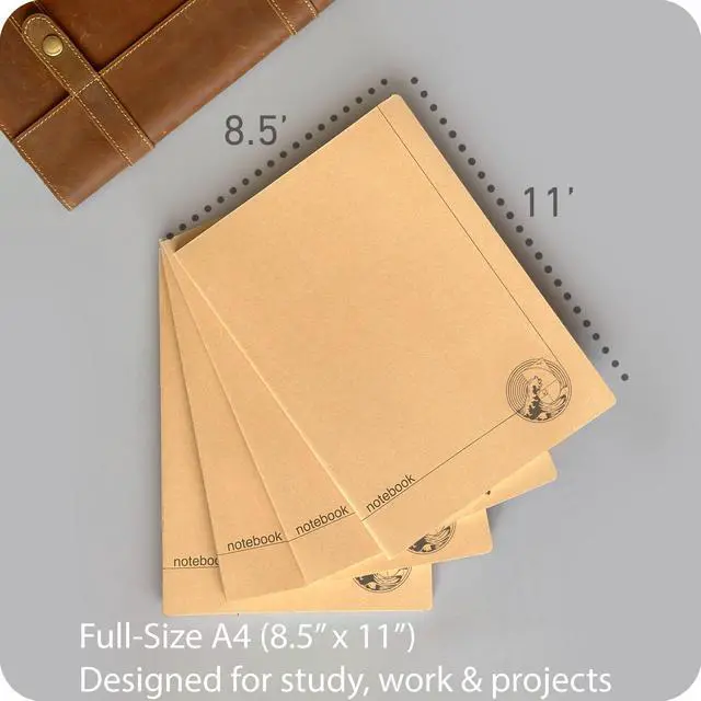 Alt view image 3 of 7 - A4 Lined Notebook Set 4 Pack Rulled Paper Journals, 100 Pages, 100gsm, Lay Flat, Eco-Friendly, 8.5x11 Hardcover Look for School, Office & Students