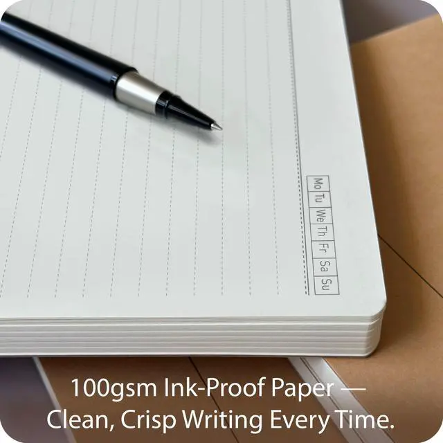 Alt view image 6 of 7 - A4 Lined Notebook Set 4 Pack Rulled Paper Journals, 100 Pages, 100gsm, Lay Flat, Eco-Friendly, 8.5x11 Hardcover Look for School, Office & Students