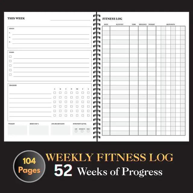 Alt view image 3 of 6 - Workout Journal for Men & Women Fitness Journal & Workout Logbook, Gym Fitness Planner Journal with 52 Weeks of Tracking - Exercise Book for Weight Loss & Training 8.2 x 6 inches