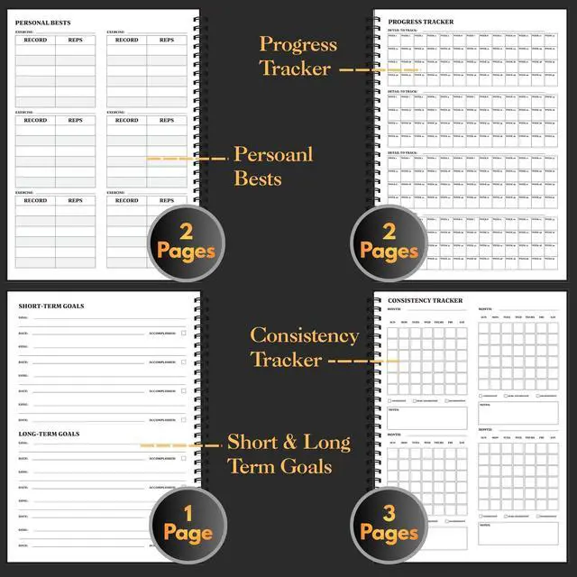 Alt view image 5 of 6 - Workout Journal for Men & Women Fitness Journal & Workout Logbook, Gym Fitness Planner Journal with 52 Weeks of Tracking - Exercise Book for Weight Loss & Training 8.2 x 6 inches