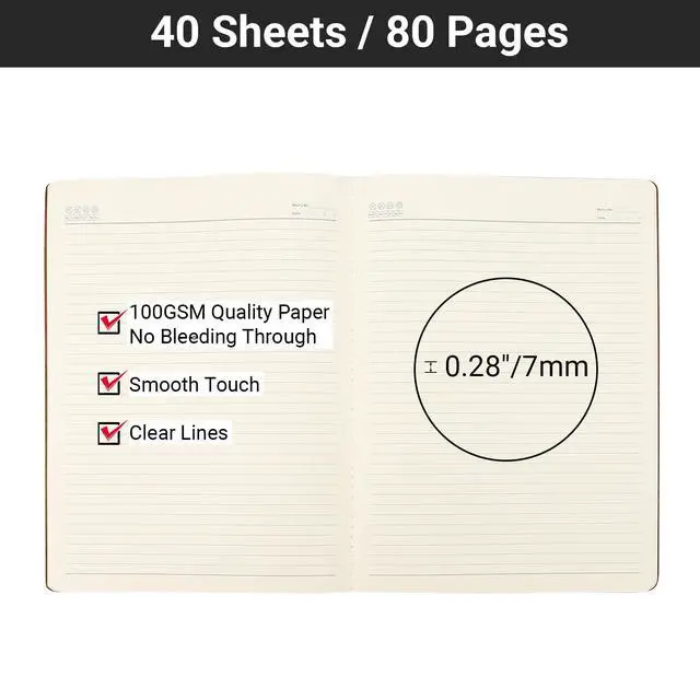 Alt view image 3 of 7 - Notebook Journal, 6 Pack A4 11" x 8-1/2", 40 Sheets/ 80 Pages, 100gsm Thick Paper, College Ruled Notebooks Brown in Bulk, Line Journals Letter Size for Note Taking Taking Composition