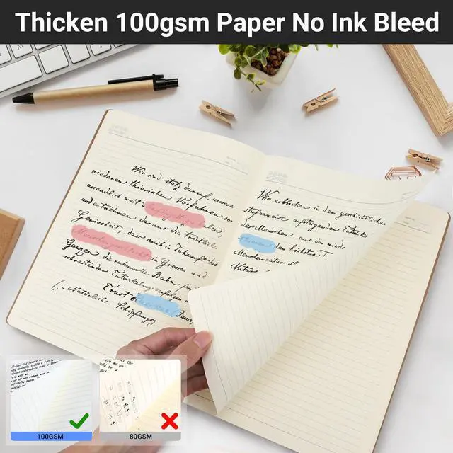 Alt view image 4 of 7 - Notebook Journal, 6 Pack A4 11" x 8-1/2", 40 Sheets/ 80 Pages, 100gsm Thick Paper, College Ruled Notebooks Brown in Bulk, Line Journals Letter Size for Note Taking Taking Composition