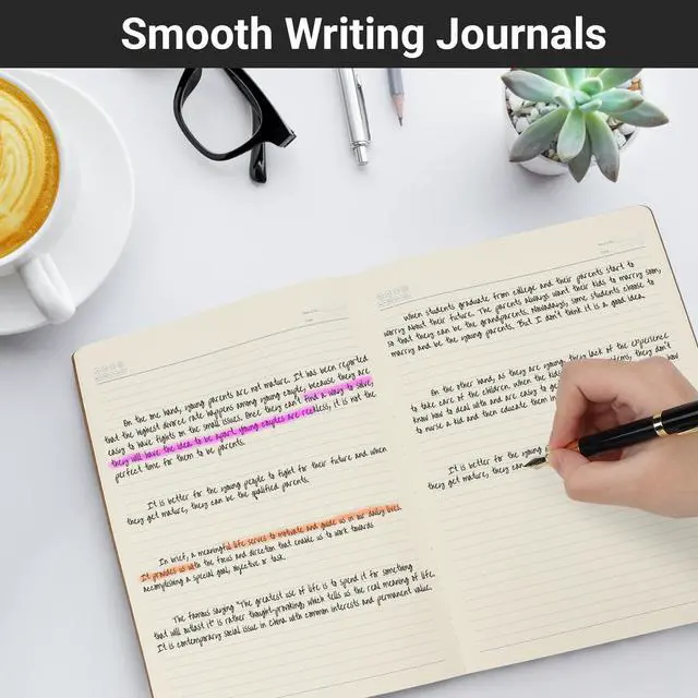 Alt view image 6 of 7 - Notebook Journal, 6 Pack A4 11" x 8-1/2", 40 Sheets/ 80 Pages, 100gsm Thick Paper, College Ruled Notebooks Brown in Bulk, Line Journals Letter Size for Note Taking Taking Composition