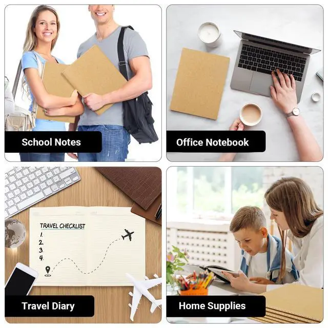 Alt view image 7 of 7 - Notebook Journal, 6 Pack A4 11" x 8-1/2", 40 Sheets/ 80 Pages, 100gsm Thick Paper, College Ruled Notebooks Brown in Bulk, Line Journals Letter Size for Note Taking Taking Composition
