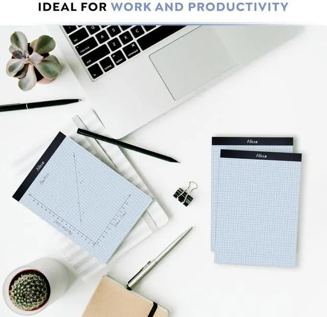 Alt view image 4 of 6 - Graph Paper Pad, Pack of 12, White Letter Size - 4x4 Quad Grid Paper, Easy-Tear Perforations, 8.5 x 11 Cardboard Backing - Graph Notepads for School, Office -50 Sheets per Pad