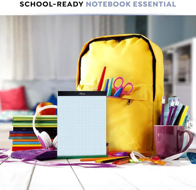 Alt view image 5 of 6 - Graph Paper Pad, Pack of 12, White Letter Size - 4x4 Quad Grid Paper, Easy-Tear Perforations, 8.5 x 11 Cardboard Backing - Graph Notepads for School, Office -50 Sheets per Pad