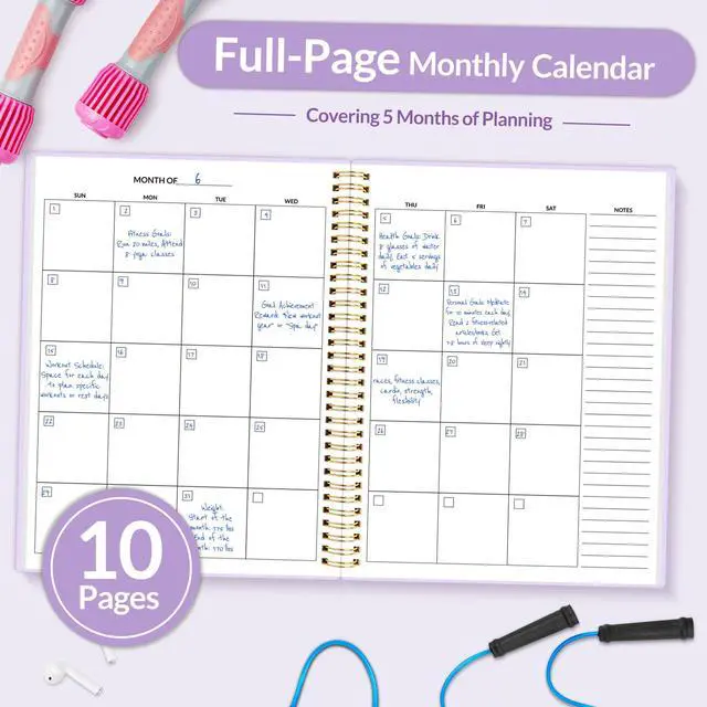 Alt view image 4 of 7 - Fitness Journal Workout Planner for Women & Men, A4 (8.5" x 11") Workout Journal Log Book Planner Gift for Track Gym Essentials, Home Workouts, Track Progress, Achieve Wellness Goals, Purple
