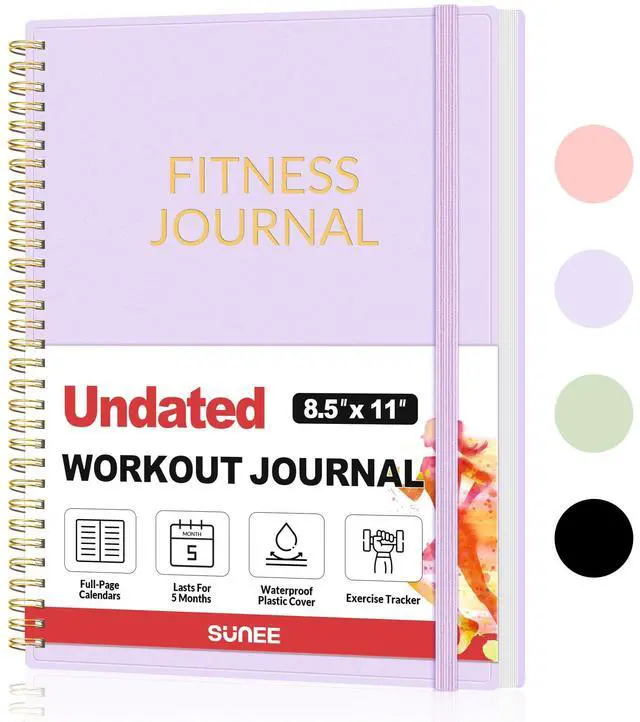 Main image of Fitness Journal Workout Planner for Women & Men, A4 (8.5" x 11") Workout Journal Log Book Planner Gift for Track Gym Essentials, Home Workouts, Track Progress, Achieve Wellness Goals, Purple