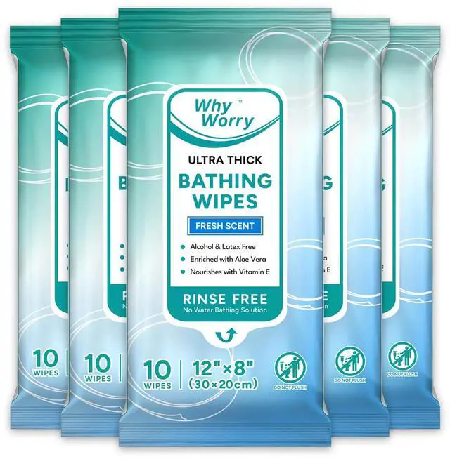 Main image of Bathing Wipes for Adults Rinse Free, 8"x12" Fresh Scent, 50 Count