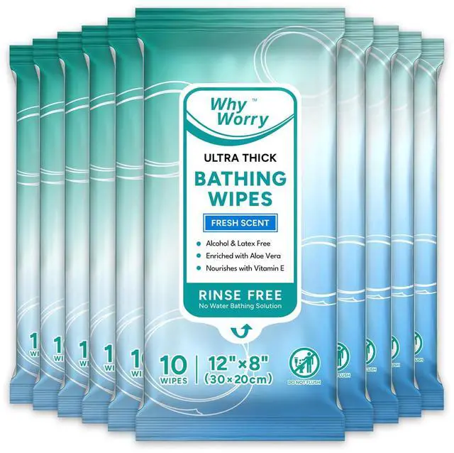 Main image of Bathing Wipes for Adults Rinse Free, 8"x12" Fresh Scent, 100 Count