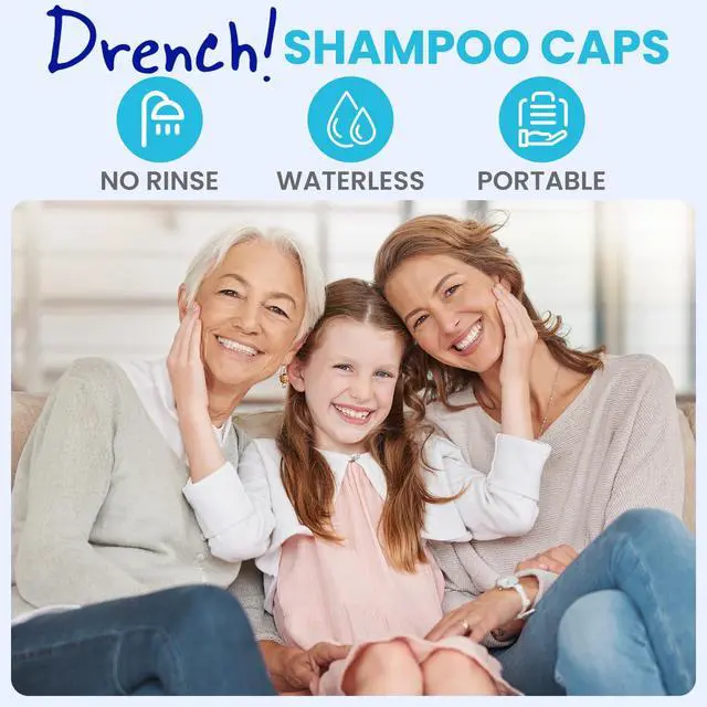 Alt view image 7 of 7 - Shampoo Caps No Rinse - Waterless Shampoo Cap and Conditioner - Dry Hair Wash Caps for Elderly or Bedridden - Contains Aloe Vera, Vitamin E and Provitamin B5-6 Counts