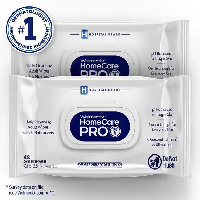 Alt view image 2 of 7 - Adult Bathing Wipes - Oversized No Rinse Bath Wipes with Moisturizers, Hospital Grade Daily Cleansing Disposable Washcloths for Fragile Skin, XL 7.5 x 12.5 - 48 Count, 2 Pack