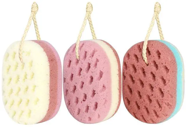 Main image of 3 Pcs Bath Sponge for Women, Men, Adults, Kids. Sponge Loofah Body Scrubber Shower Sponge for Body Wash Bathroom, Body Sponge Bathing Accessories(Small Sizes)