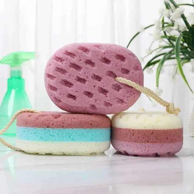 Alt view image 2 of 7 - 3 Pcs Bath Sponge for Women, Men, Adults, Kids. Sponge Loofah Body Scrubber Shower Sponge for Body Wash Bathroom, Body Sponge Bathing Accessories(Small Sizes)