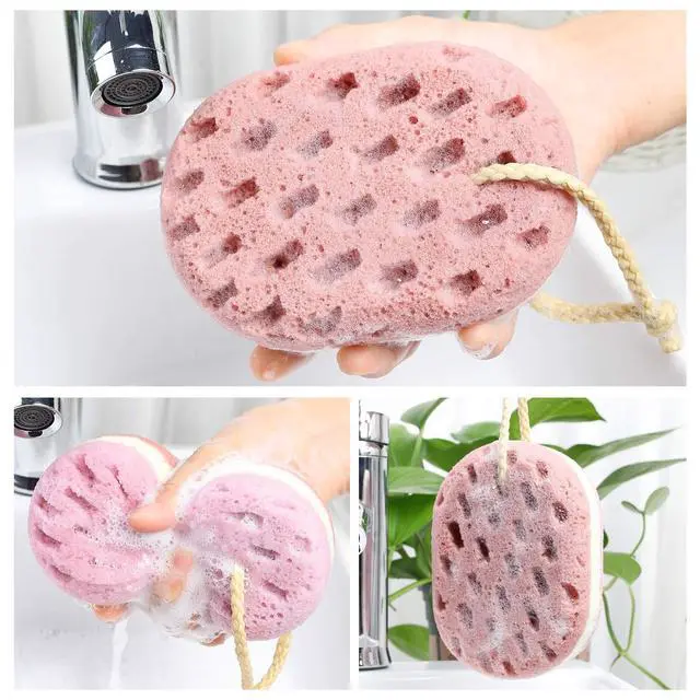 Alt view image 6 of 7 - 3 Pcs Bath Sponge for Women, Men, Adults, Kids. Sponge Loofah Body Scrubber Shower Sponge for Body Wash Bathroom, Body Sponge Bathing Accessories(Small Sizes)